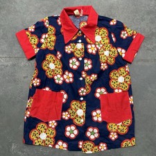 Vintage 60 s Floral Hippy Button Down Shirt Size Medium