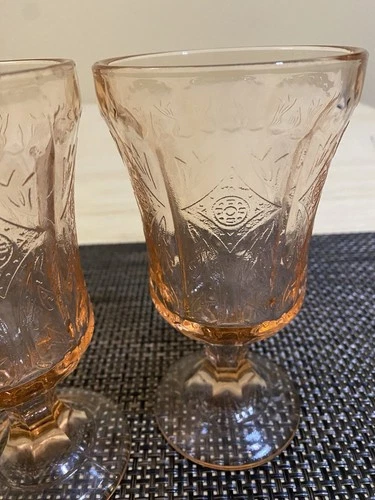 Set of 2 INDIANA GLASS COMPANY RECOLLECTION PINK MADRID WATER GOBLET DEPRESSION