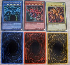 Ägyptische Götterkarten Slifer, Obelisk, Ra Ultra Rare 3er Set LC01 DE Yugioh NM