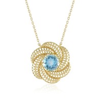 Cavill Silbercollier Damen 2,25Ct Topas Rundschliff Vergoldet Schmuck