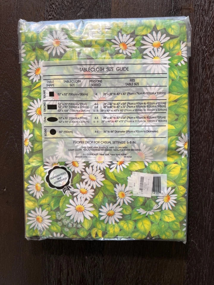 Daisy Flower Power Vinyl Tablecloth 52 x 70 New In Sealed Package - Image 2 of 2