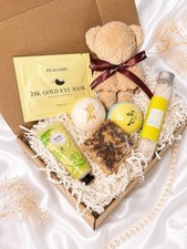 Lemon Aloe Spa Gift Box for Women, Self Care Gift Basket, Bath Bomb Spa Set