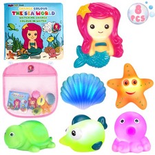 Light Up Bath Toys, No Hole Mermaid Tub Set for Kids Ages 3-5