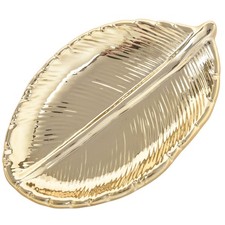 Decorative Feuille D'Or Plaque En Céramique Plat Porcelaine Bonbons Bibelot9823