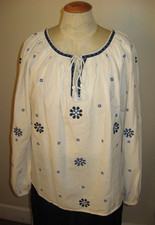 NWT Karen Kane RIVIERA Size M 100% Cotton Embroidered Peasant Tunic Top