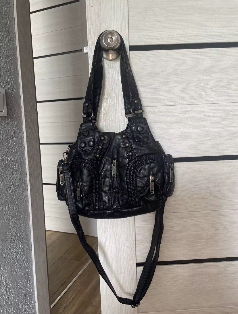 Grunge 2000s Emo Style Purse Bag Women's Y2K Goth Leather