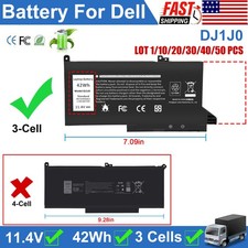   LOT DJ1J0 Battery For Dell Latitude 7280 7380 7390 7480 7490 E7380 E7480 42Wh