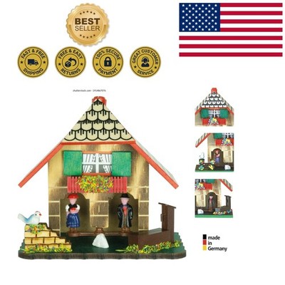 Classic German Black Forest Weather House - Wooden Humidity Indicator with LCD