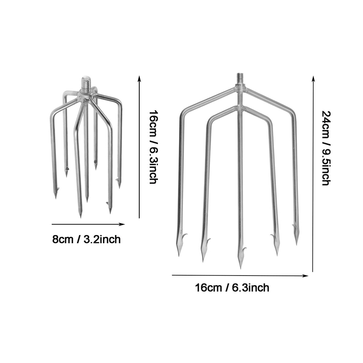Cyfie Fishing Harpoon, 7-Prong Stainless Steel Fishing Gig Gaff Hook with 8mm | eBay Cyfie Fishing Harpoon, 7-Prong Stainless Steel Fishing Gig Gaff Hook with 8mm | eBay