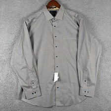 Paul Frederick Non Iron Two Ply Cotton Shirt Mens 17.5 35 Geometric Tailored Fit