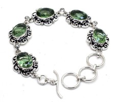 Green Amethyst Gemstone 925 Sterling Silver Adjustable Chain Bracelet For Gift
