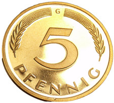Gem Cameo Proof Germany 1979-G 5 Pfennig~Minted In Karlsruhe~89k Minted~Free Shi