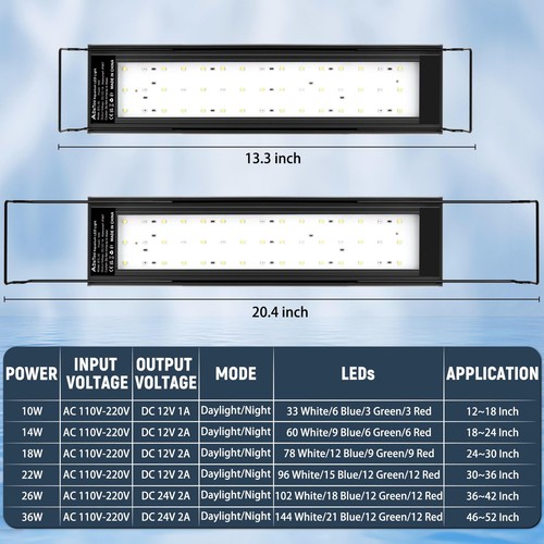 DaToo Aquarium LED Light Full Spectrum Fish Tank Lights White Blue Red Green ... - Picture 2 of 7