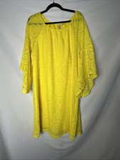 Tacera Women’s Dress Yellow Lace Mini Dress Size 2X EUC