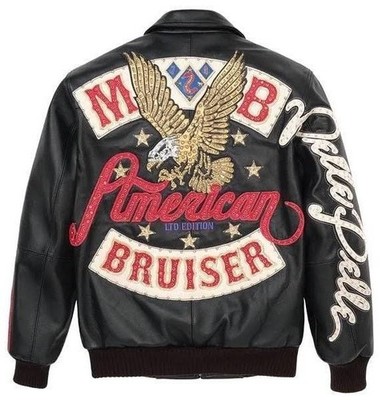 MEN'S PELLE PELLE M.B AMERICAN BRUISER LEATHER JACKET IN BLACK