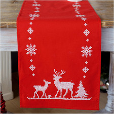 Kit Punto Croce Prestampato Centrotavola Cervi Di Natale Biancheria Da Tavola Se