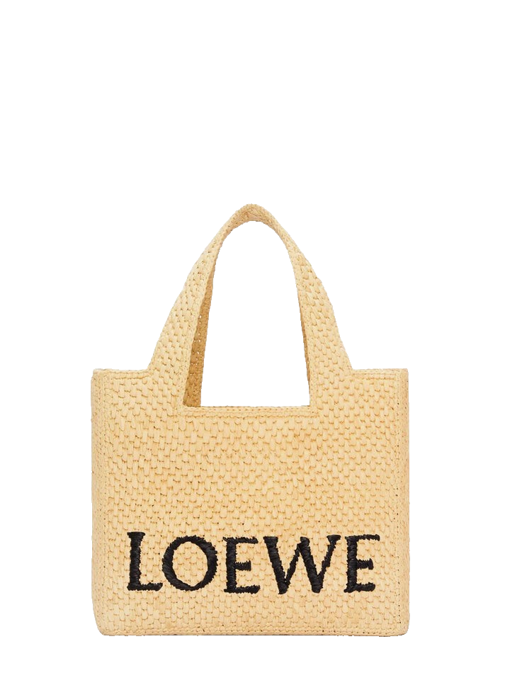 LOEWE Font Small $1500 Natural Raffia Tote Bag New & Authentic