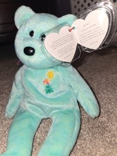 TY 2000 Beanie Babies - Ariel the Bear-green/blue-great condition- tag in placed