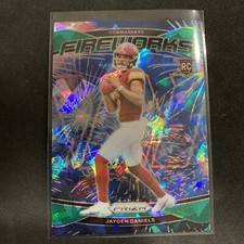 2024 PANINI NFL PRIZM JAYDEN DANIELS GREEN CRACKED ICE SSP FIREWORKS ROOKIE RC