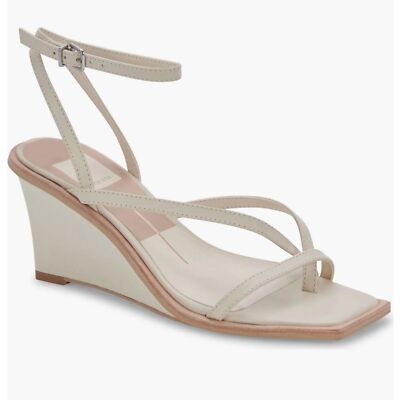 Dolce Vita Gemini Ankle Strap wedge sandal 12M Ivory leather Summer Work Pastels