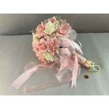 Pink and White Faux Flower Wedding Bouquet