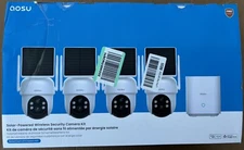 Security Cameras Outdoor Wireless, 4 Cam Kit, Solar Powered.360 Pan NEW(Open Box