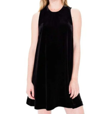 American Apparel Dakota Mini Sleeveless Swing Dress Keyhole Black Velvet S  NWT