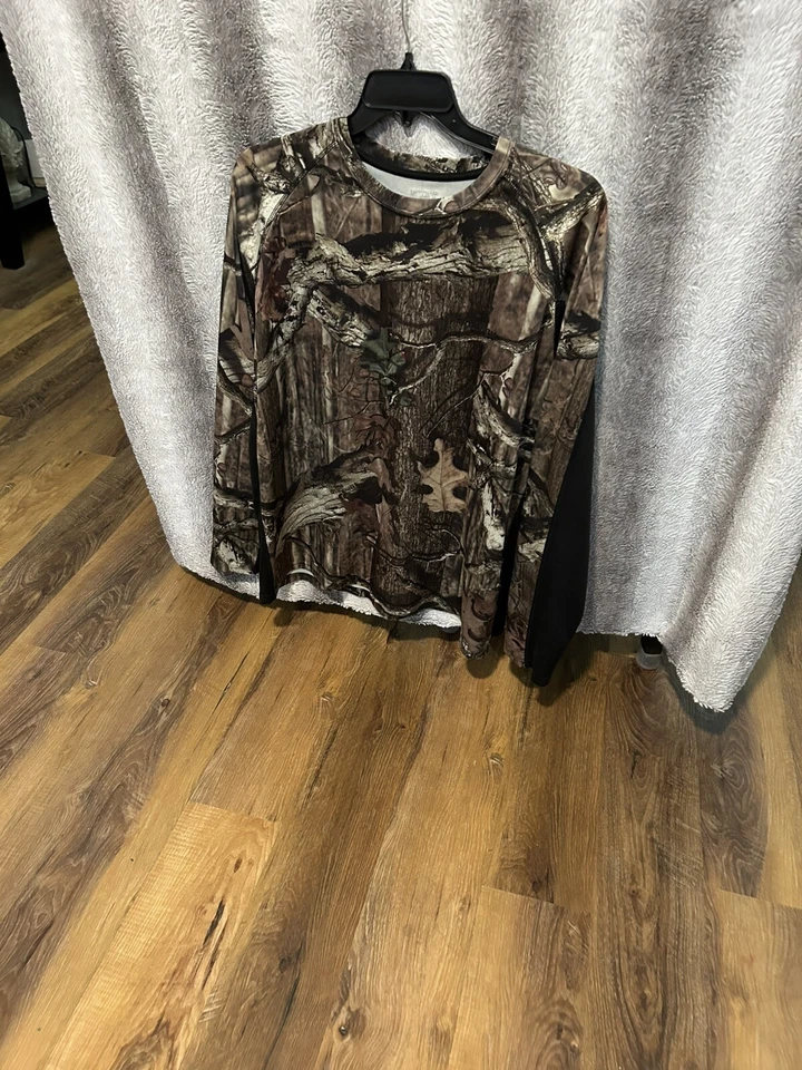 Camisa camuflaje, 2x, manga larga, sin cuello, roble musgo, estilo Break up infinity Foto 2 de 2