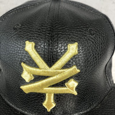 Zoo York Hat Gold Logo Black Faux Leather Vegan Snapback Zoo York Hat Gold Logo Black Faux Leather Vegan Snapback
