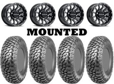 Kit 4 Maxxis Razr Xt Tires 33x10-15 On Raceline Trophy Matte Black Narrow Ter