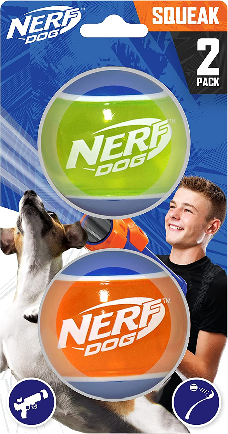 2 Pack Rubber Tennis Ball Dog Toys with Interactive Squeaker,Lightweight Pet Toy