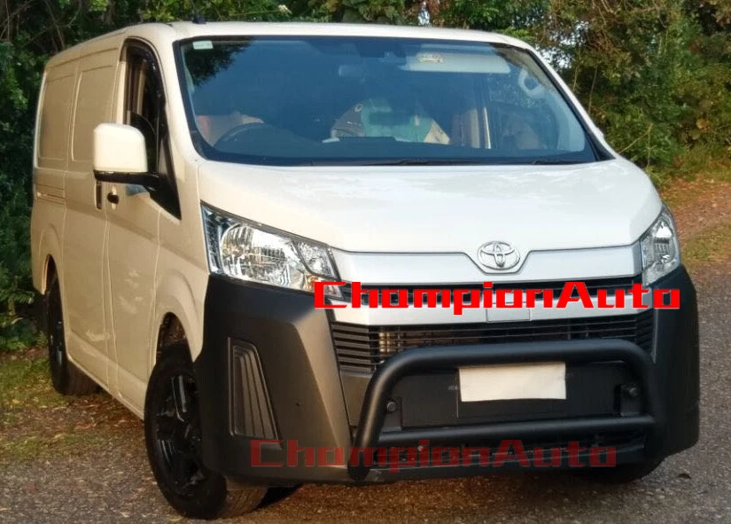 Matt Black Steel Nudge Bar For the New Shape Toyota Hiace LWB 05 2019 2024