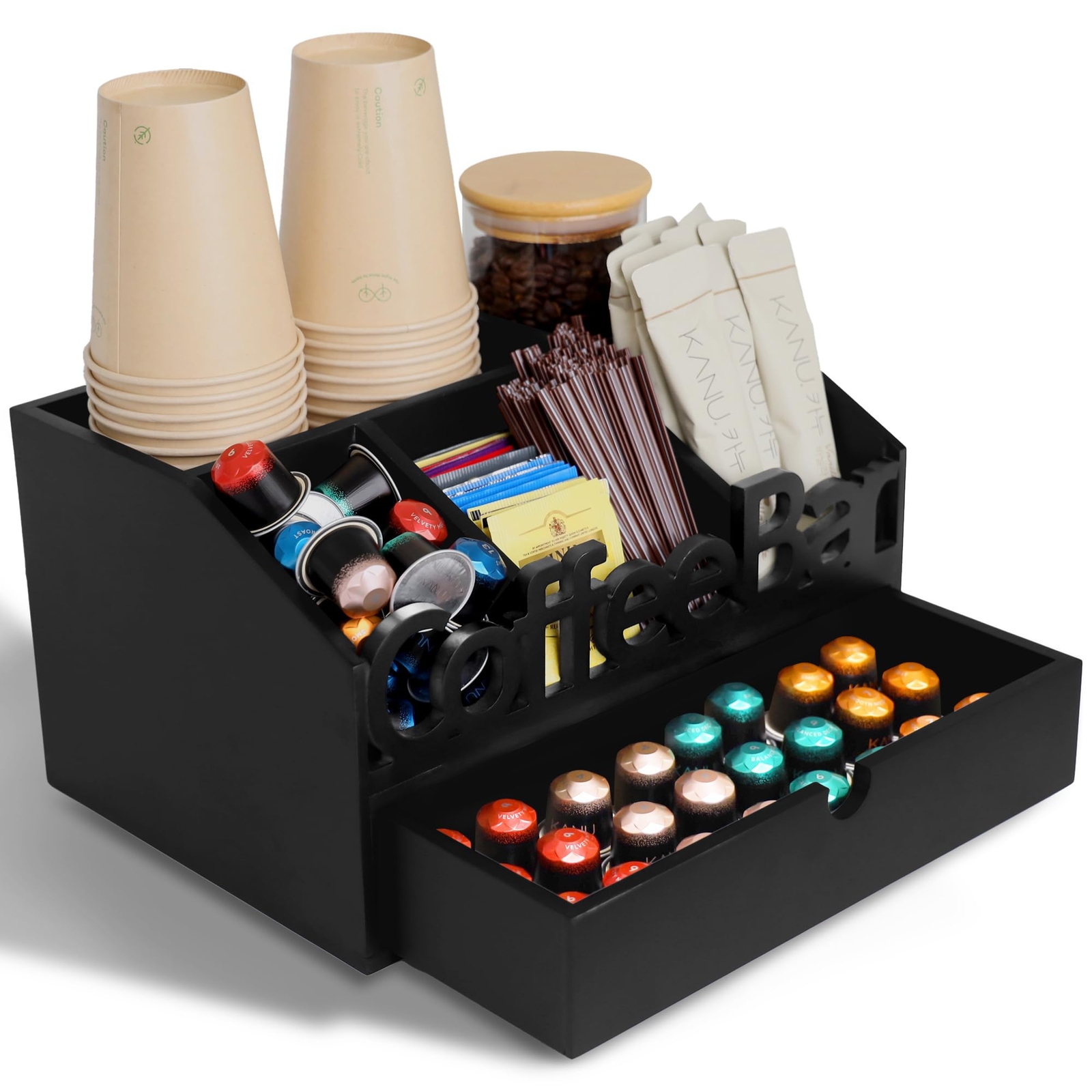 Coffee Bar Organizer For Countertop Wooden Coffee Organizer Station Coffee Stati