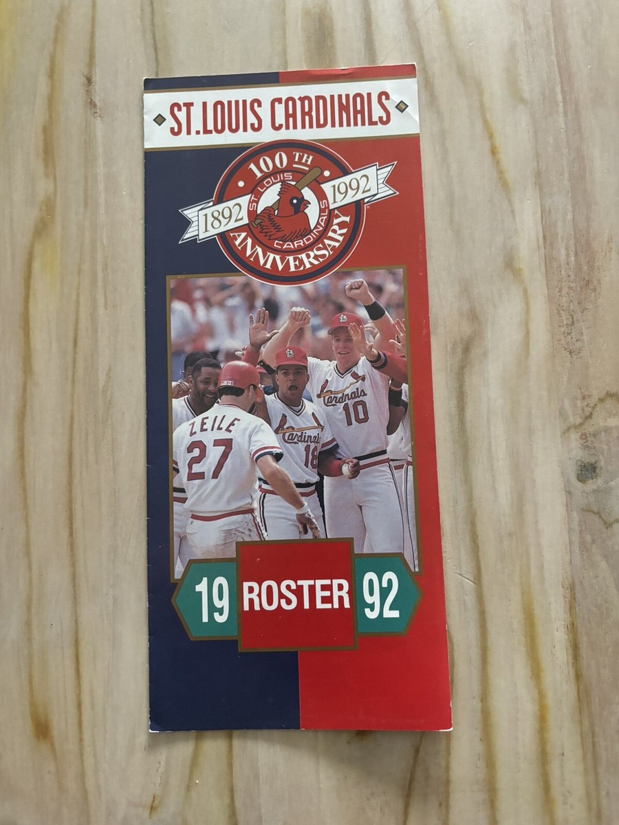 Louis Cardinals 1992 Team Issued Roster Schedule 100th