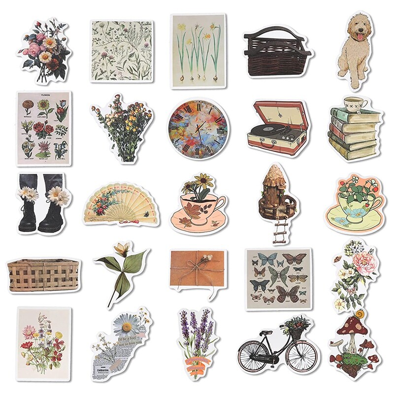 Vintage Stickers, 50 Scrapbook Stickers Vintage Diary Supplies ...