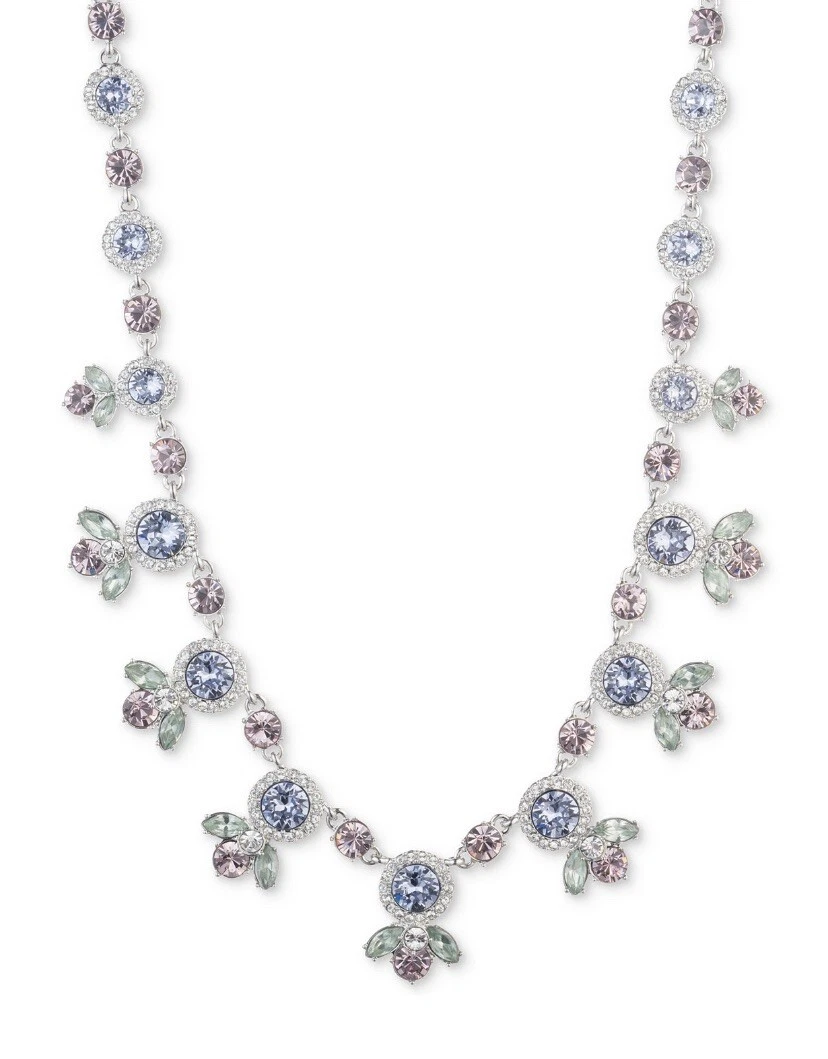 Collana colletto cristallo multicolore Givenchy tono argento $175 F22A