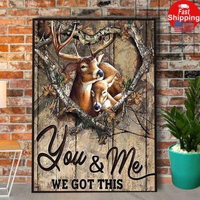 Vintage Deer Couple Heart You &amp Me We Got This Poster Matte Poster Wall Ar...