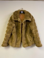 Astraka Vintage Women's Mixed Fibre Brown Faux Fur Coat Jacket Size Uk16