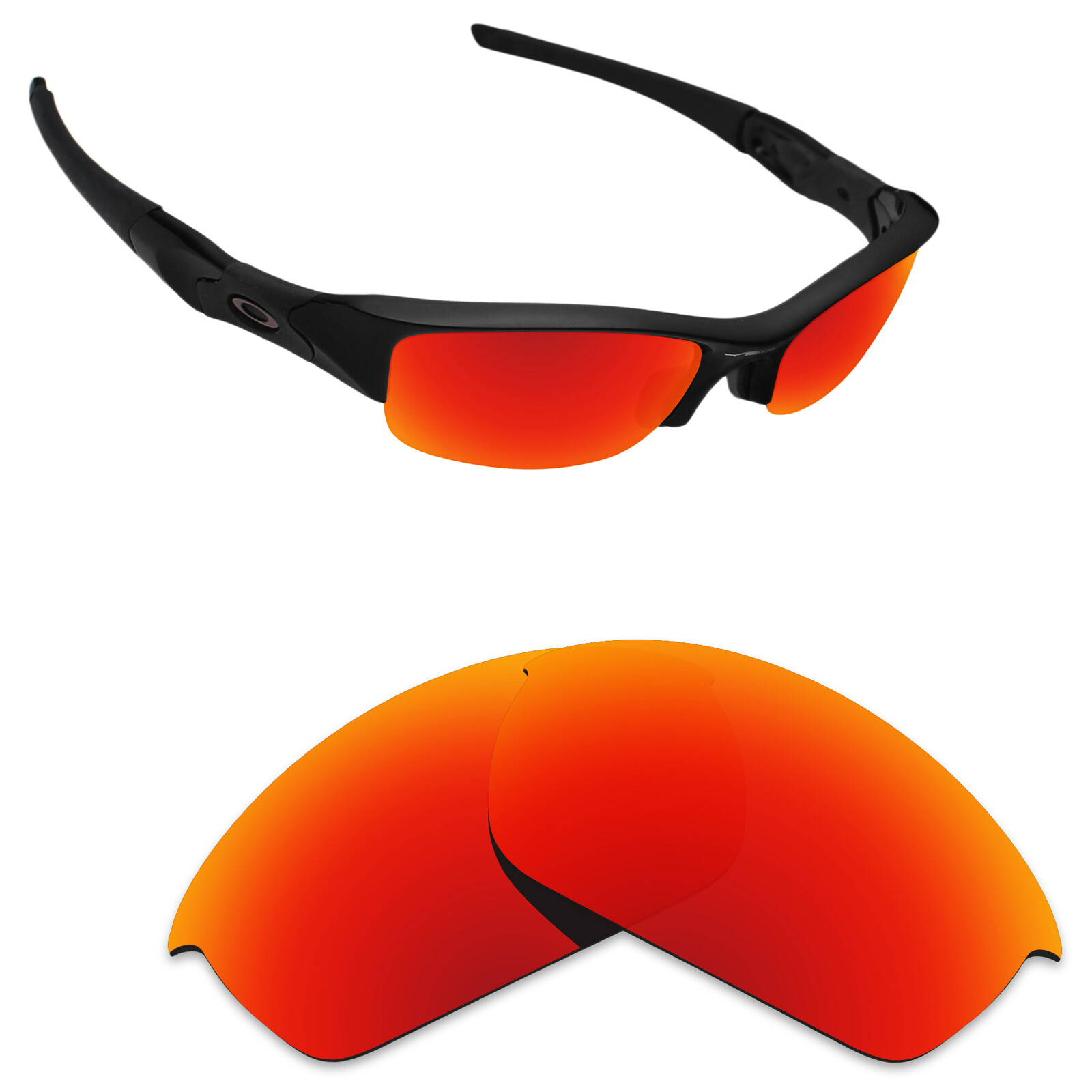 Hawkry Polarized Replacement Lenses for-Oakley Flak Jacket Sunglass Orange Red
