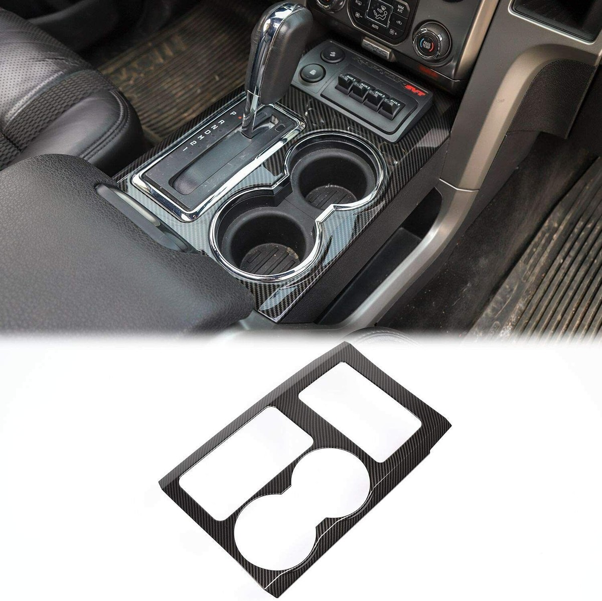 CheroCar Center Console Dashboard Panel Cover Trim Set For Ford F150 2009 2014 Black