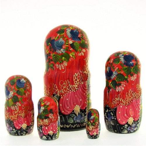 5 Poupées russes H18 peint main signé Matriochka Gigognes Nested Doll Matrioshka - Imagen 4 de 5
