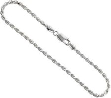 Collar Cadena Cuerda Corte Diamante Plata Esterlina 925 2mm Cadena de Plata Torsal