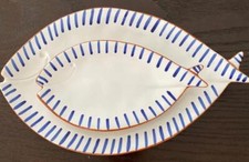 PIER 1 Imports nautical marine FISH plates STONEWARE platter original SET OF 2