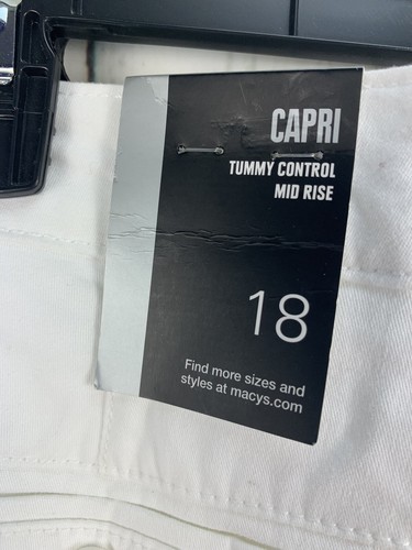 NWT Style & Co 18 White White Tummy Control Mid Rise Stretch Capri Crop Pants - Picture 5 of 8