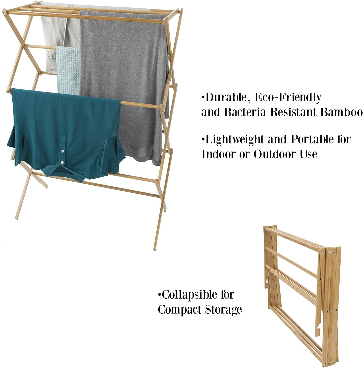 Bamboo Clothes Airer Concertina Classic 2 3 4 Tier Airier Folding Airer Foldabl eBay