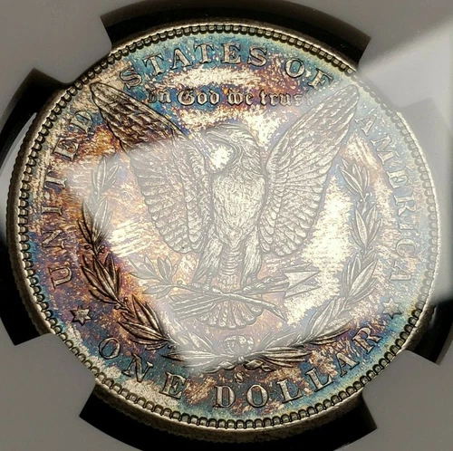 1881-S $1 Morgan Silver Dollar - Colorful Rainbow Toning - NGC MS 65 - SKU-Z1568