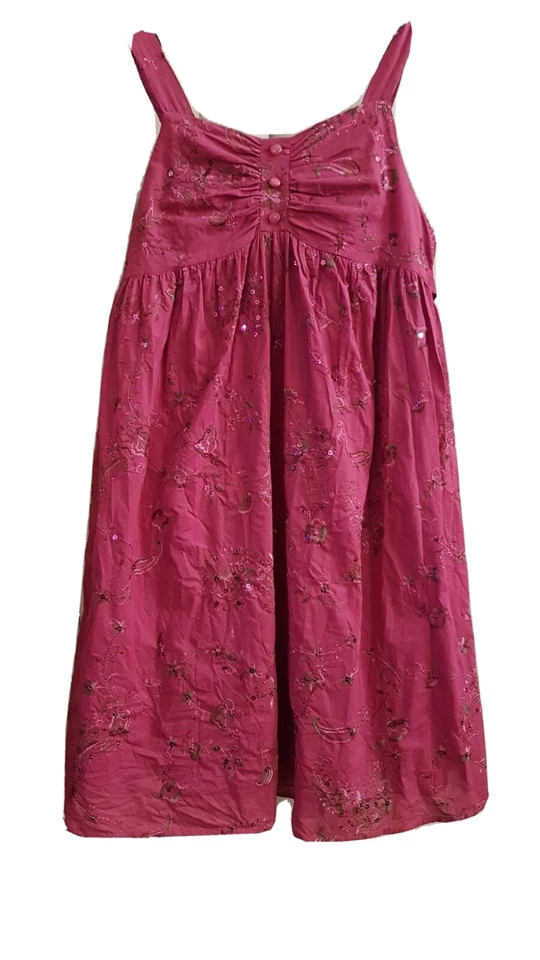 Vestido Bonnie Jean Niñas Talla 14 Rosa Fucsia Lentejuelas Bordado Fiesta Sin Mangas Foto 2 de 4