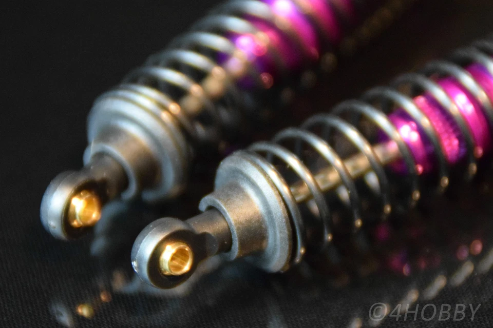 2 Öl-Stoßdämpfer Alu Lila 1:10 RC CNC Öldruck Monstertruck Dämpfer 96mm 106004 - Bild 3 von 3