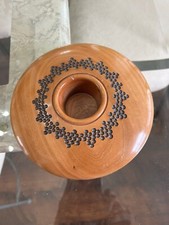 ARTIST HAND CARVED WOODEN BOWL WITH OPENING SIGNED BY ARTIST