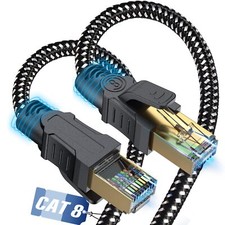 Cat 8 Ethernet Cable 10ftNylon Braided High Speed Heavy Duty 40Gbps 2000Mhz 2...